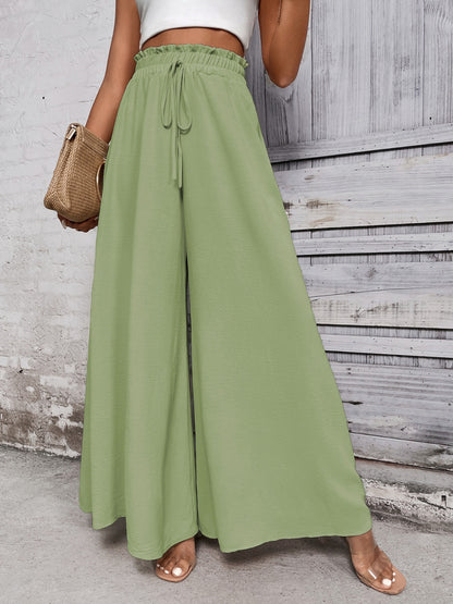 Tied High Waist Wide Leg Pants - Elegant 21