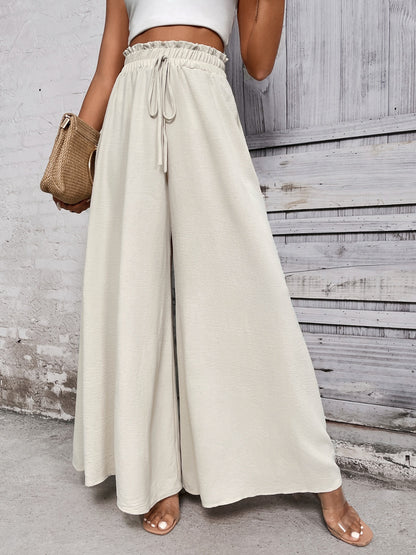 Tied High Waist Wide Leg Pants - Elegant 21