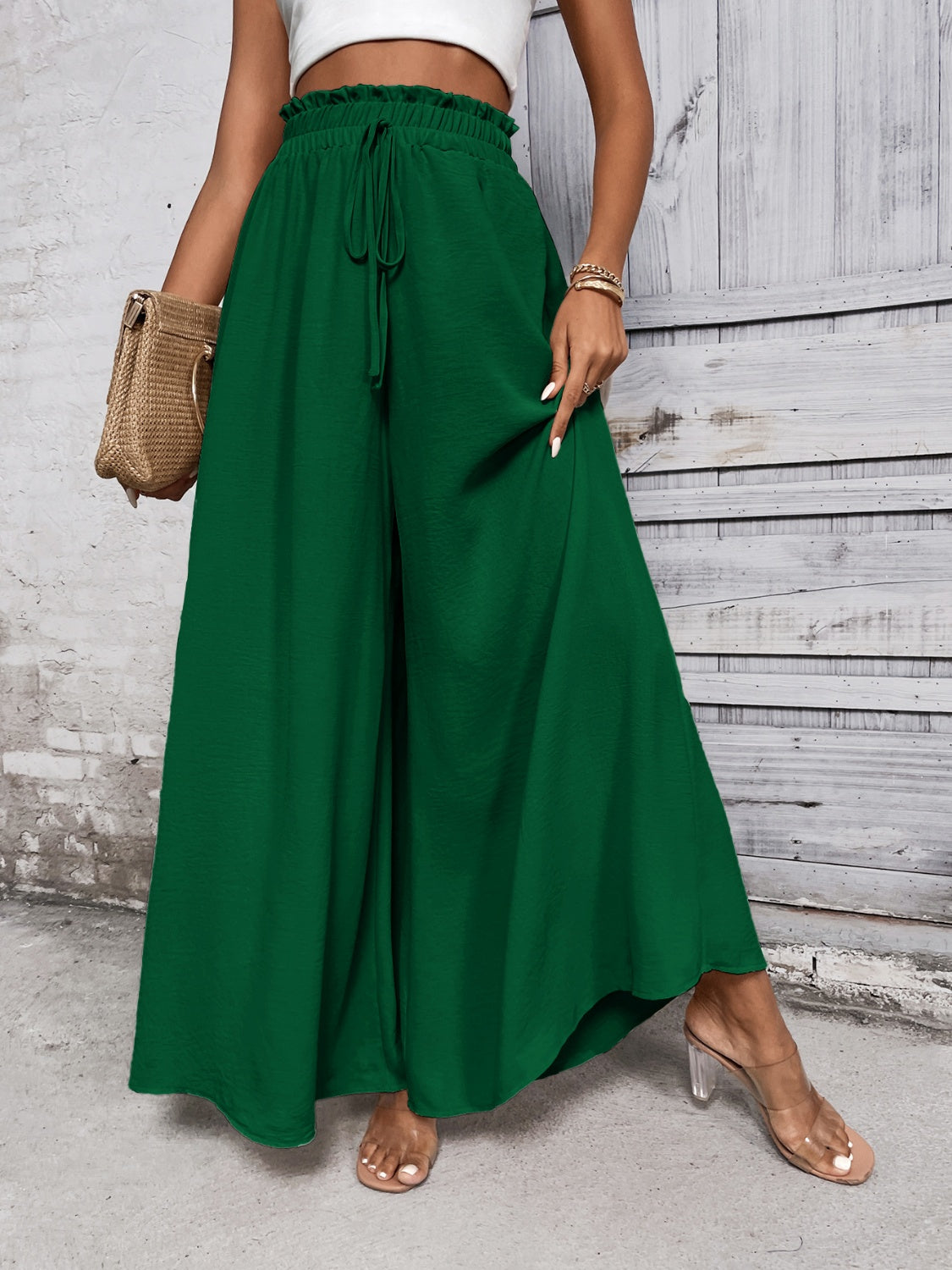 Tied High Waist Wide Leg Pants - Elegant 21