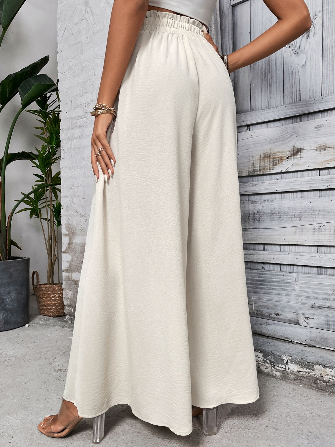 Tied High Waist Wide Leg Pants - Elegant 21