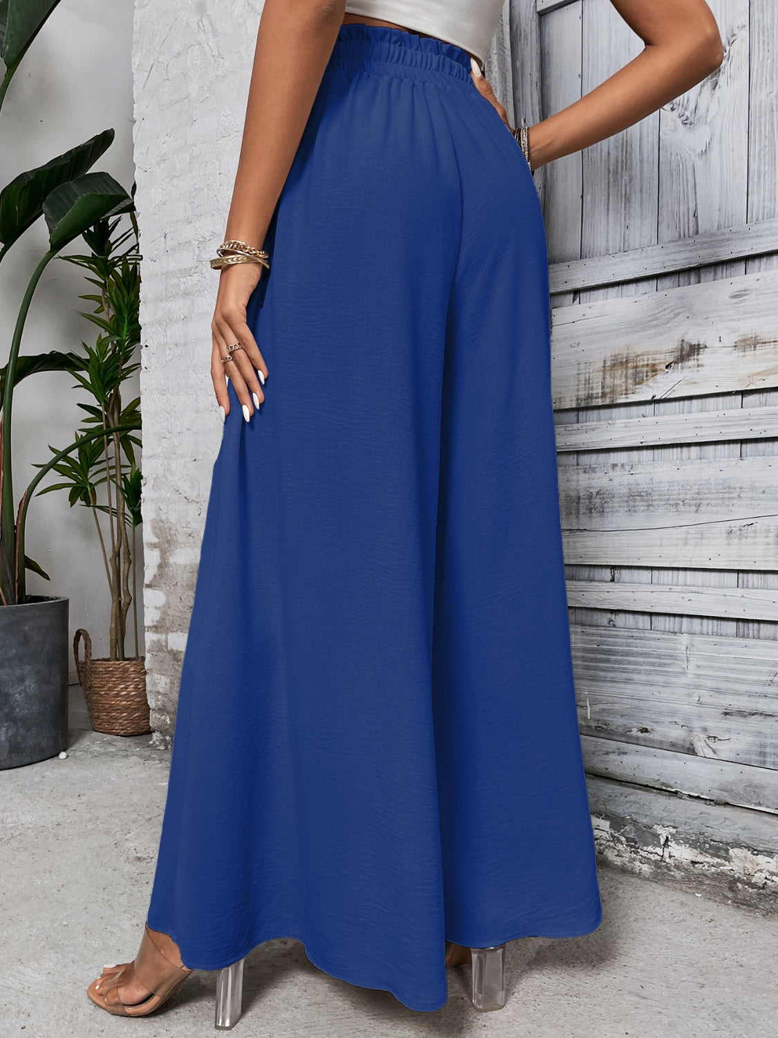 Tied High Waist Wide Leg Pants - Elegant 21