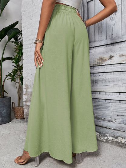 Tied High Waist Wide Leg Pants - Elegant 21