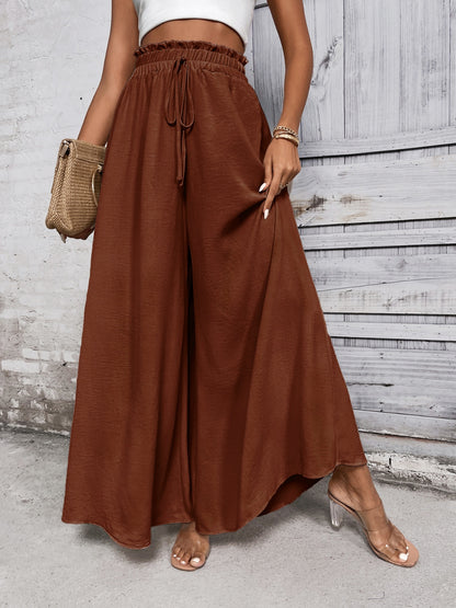 Tied High Waist Wide Leg Pants - Elegant 21