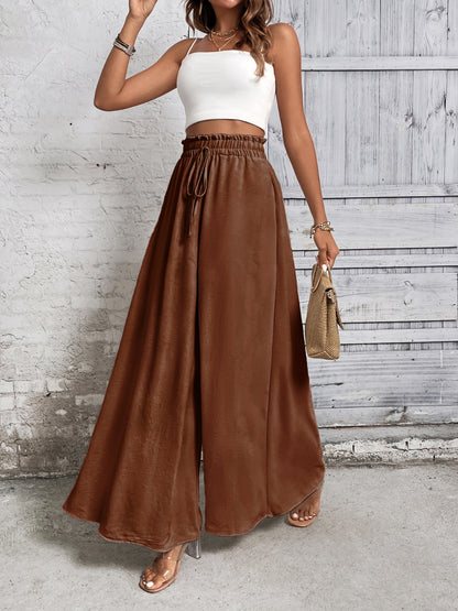 Tied High Waist Wide Leg Pants - Elegant 21