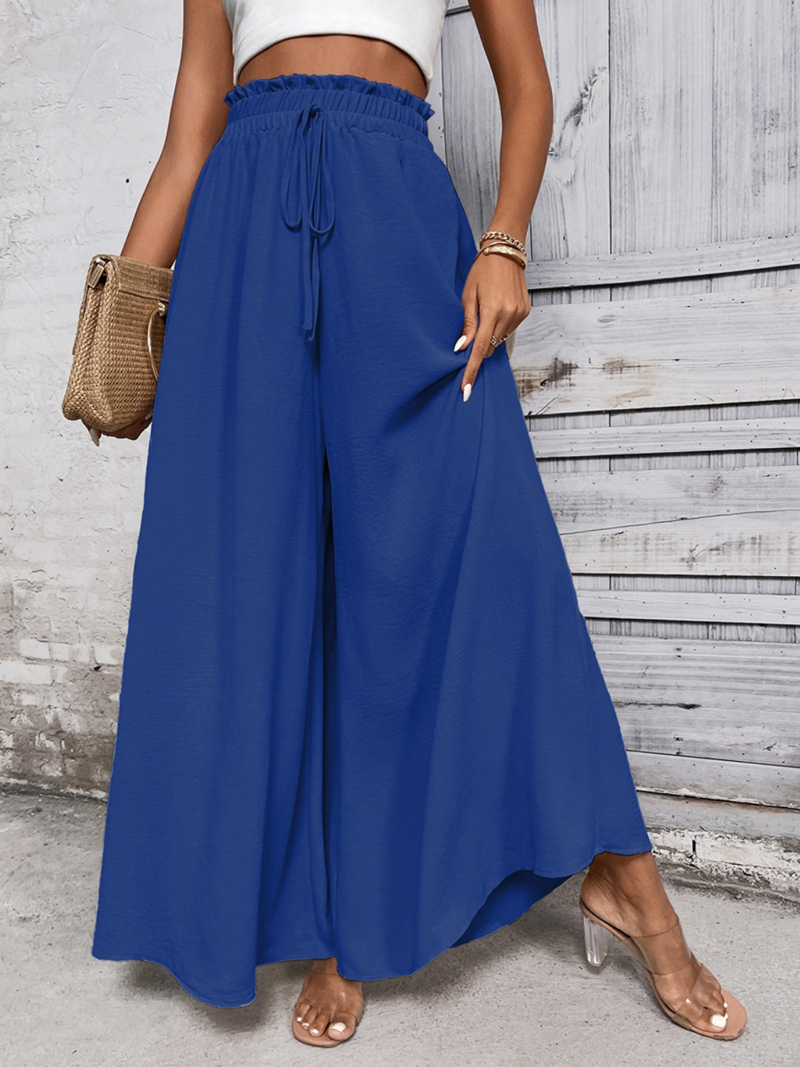 Tied High Waist Wide Leg Pants - Elegant 21